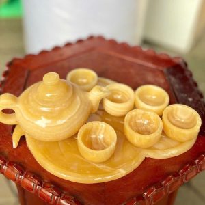 Ấm, Tách Trà Ngọc Onyx (trắng Xanh)