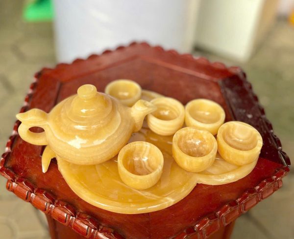 Ấm, Tách Trà Ngọc Onyx (trắng Xanh)